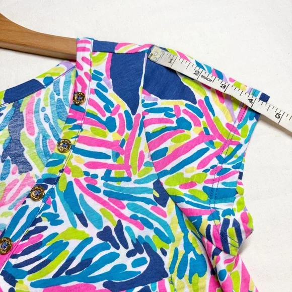 Lilly Pulitzer Palmira Dress Indigo Palm Reader Shift Dress Size Small Blue Pink - Picture 16 of 16